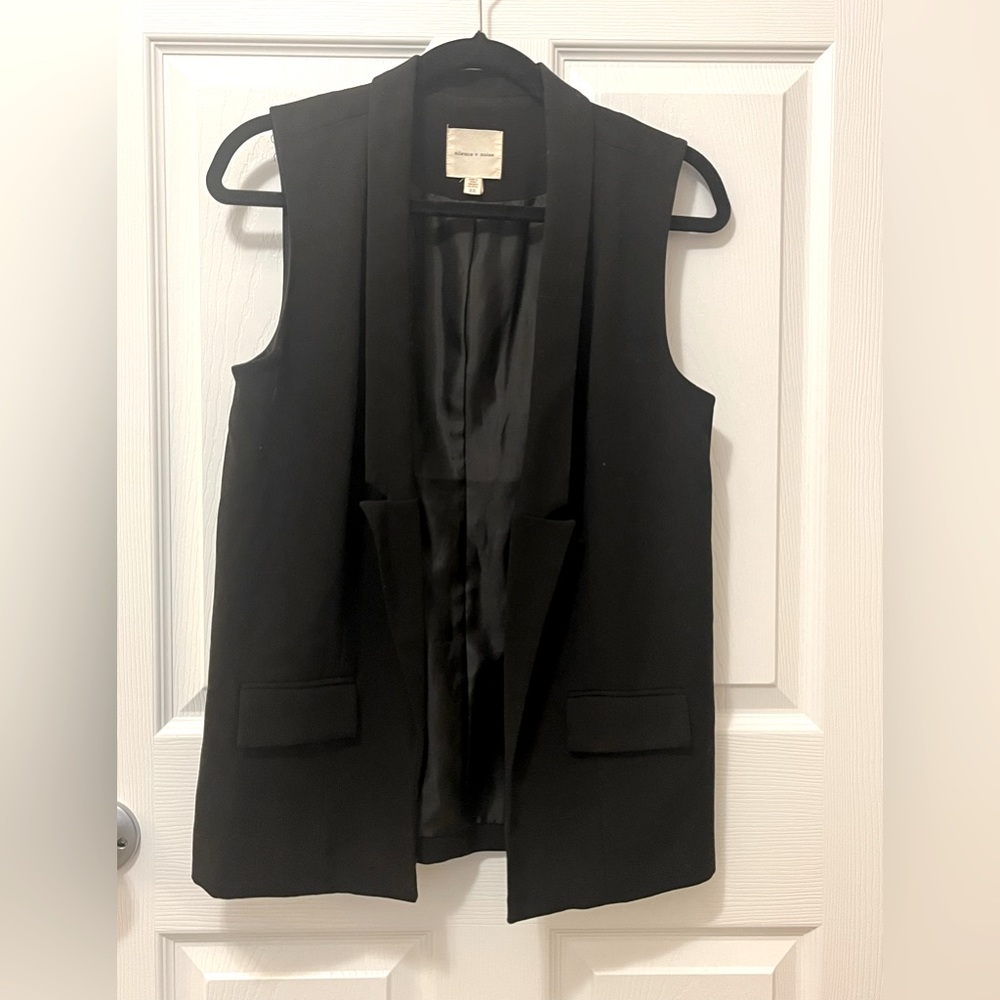 Silence & Noise Sleeveless Vest Womens Lined Open Front Size XS